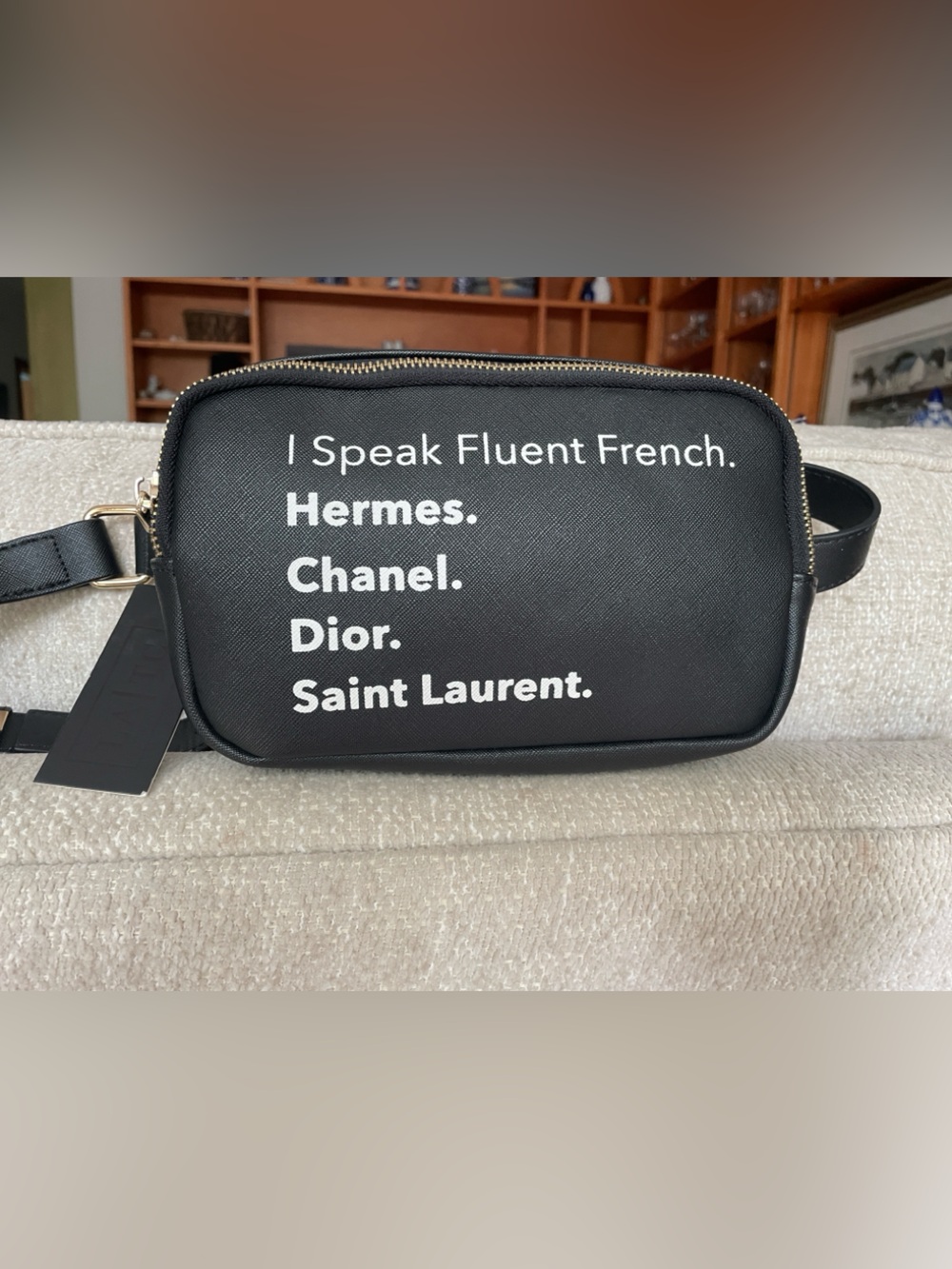 Black Crossbody Belt Bag I Speak Fluent French Fashion NWT Boutique Giftable - Picture 2 of 16